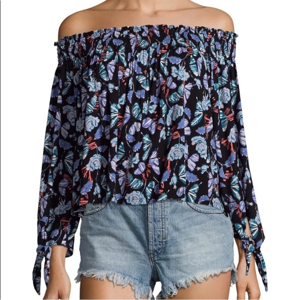 We The Free Free People Lexington Butterfly Floral Flowers Off Shoulder Blouse